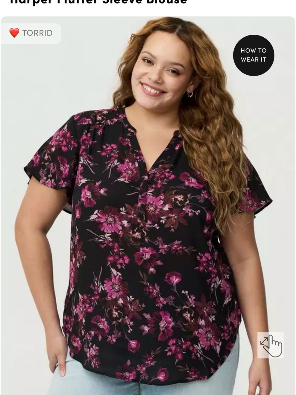 Torrid Harper Flutter Sleeve Blouse Size 00
